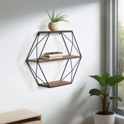 Sagebrook Home Metal Wood Floating Wall Shelves, Storage and Display, Decorative Wall Shelf Organization