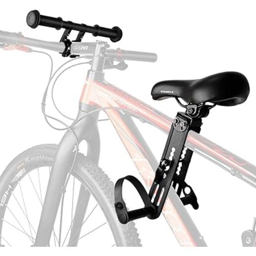 Kid Bike Seat Front Mounted and Handlebar for Mountain Bike Parent-Child Cycling, Child Bicycle Seat&Child Handlebar for All Adult MTB Bike Cycling(Foldable/Not Foldable Pedals)
