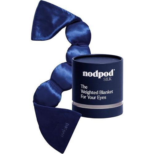 Nodpod Mineralized Silk Gentle Pressure Sleep Mask - Strap-Free, Light-Blocking Design for Sleep, Travel & Relaxation - Weighted Eye Pillow, Machine Washable (Sapphire)