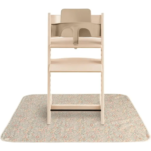 mushie Baby Splat Mat 42.5x42.5 Inch (Pastel Blooms) | Water Resistant for Under High Chair and Infant Play