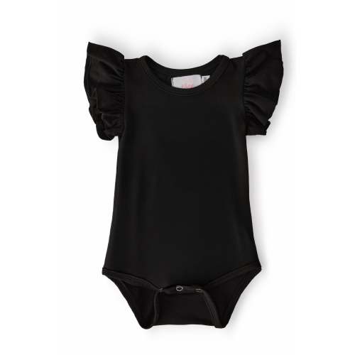 Black S/S Flutter Bodysuit