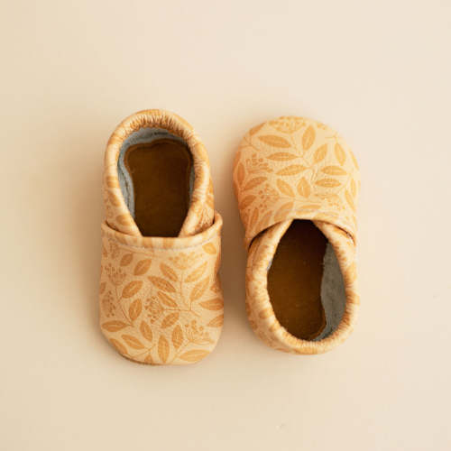 Yellow Floral Print Leather Baby Boots with Soft Soles – Sun & Lace