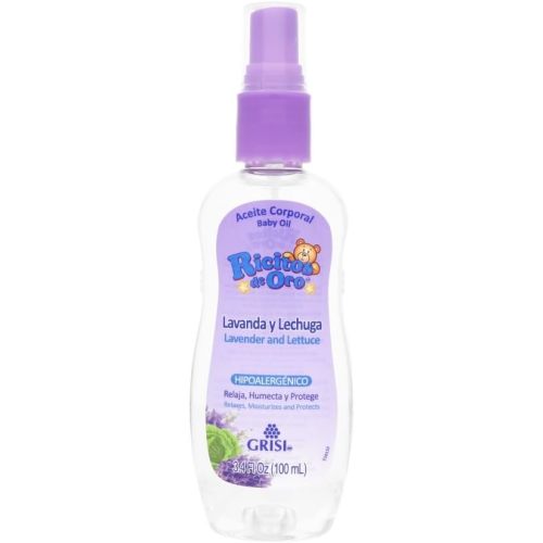 Ricitos de Oro- Baby Oil, Lavender & Lettuce, Relaxing Aroma, 3.4 Fl Oz