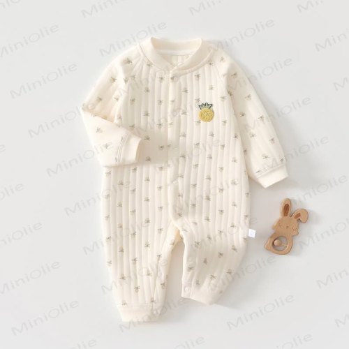 Baby Pineapple Print Quilted Pajamas Romper