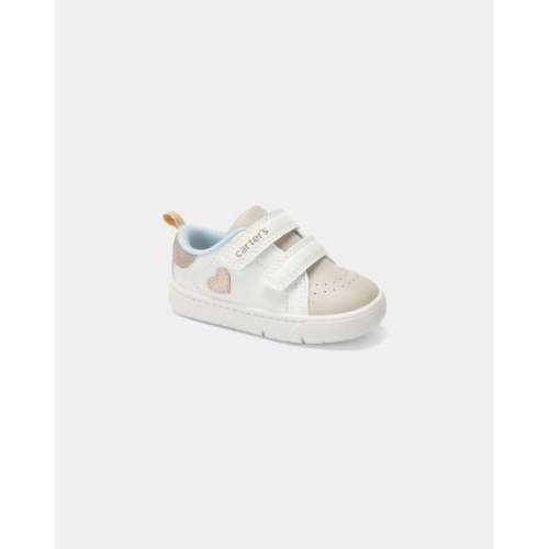 Baby Girl Every Step® First Walker Heart Casual Shoes - White/Tan | Carter's