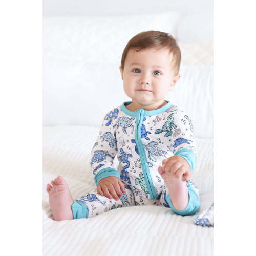 Sea Turtle Splash Convertible Zip Romper