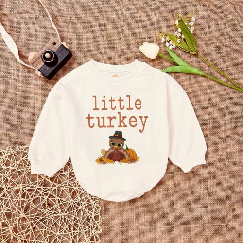 Little Turkey Thanksgiving Baby Romper: Fall Outfit