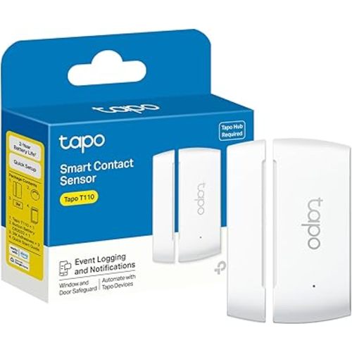 TP-Link Tapo Door Sensor Mini, REQUIRES Tapo Hub, Long Battery Life w/ Sub-1G Low-Power Wireless protocol, Contact Sensor, 15mm Wide Gap Allowed, Real-Time Notification, Smart Action (Tapo T110)