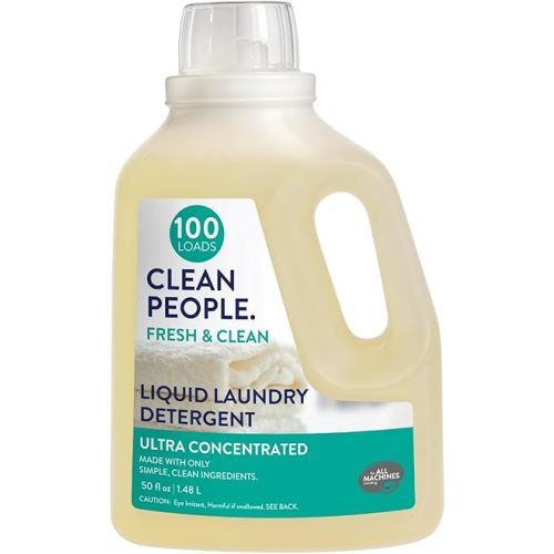 The Clean People Liquid Laundry Detergent - Recyclable Packaging, Stain Fighting - Ultra Concentrated, Laundry Soap - Fresh Scent, 50 fl oz