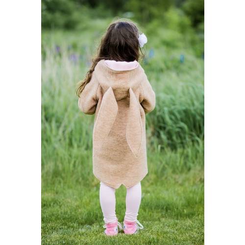 Handmade Wool Bunny Coat: Girls Winter Hoodie with Ears