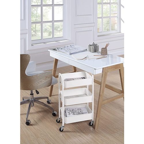 White 3-Tier Rolling Metal Storage Organizer