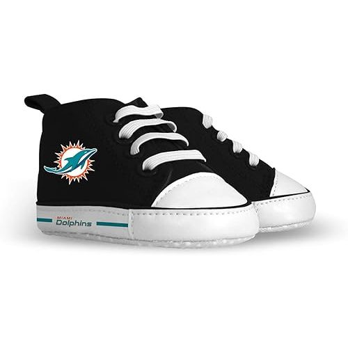 MasterPieces - NFL Baby Pre-Walkers Shoes, Officially Licensed Miami Dolphins Football, High Top Sneakers, Soft Anti-Slip Soles, Boys and Girls, 0-6 Months Multicolor