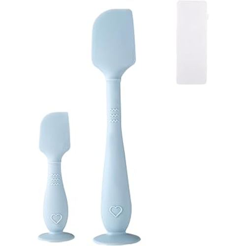 2pcs Baby Diaper Cream Spatula with Travel Case, 2 Sizes Soft Flexible Silicone Butt Paste Applicator Baby Diaper Rash Cream Spatula Bum Brush for Newborn(Blue)