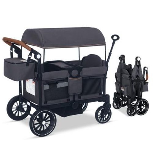 TODECARE Stroller Wagon All-Terrain Baby Stroller for 2 Kids with Canopy and Adjustable Handle, Gray