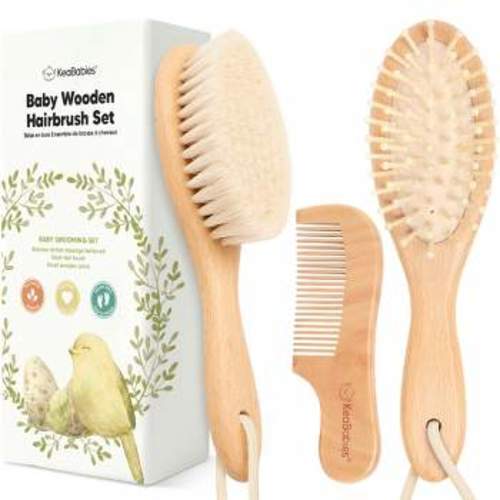 Baby Hair Brush and Comb Set, Oval Wooden Baby Brush Set for Newborns, Infant, Toddler Grooming Kit (Oval, Blush) : Target