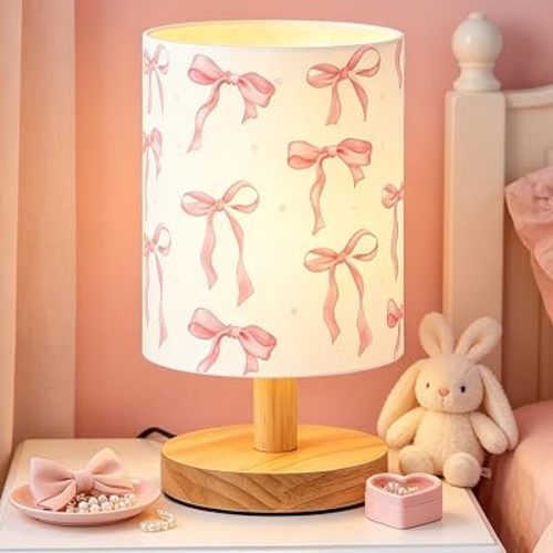 Bow Kids Dimmable LED Nightstand Lamp for Girls Bedroom Nursery Desk