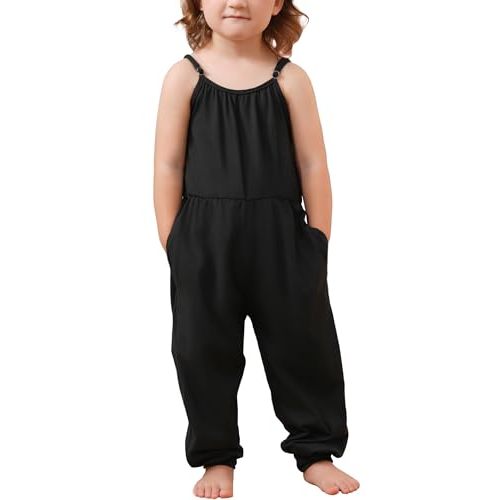 Toddler Girls Romper - Cute Baby Summer Clothes Outfits Spaghetti Strap Sleeveless Jumpsuits with Pockets