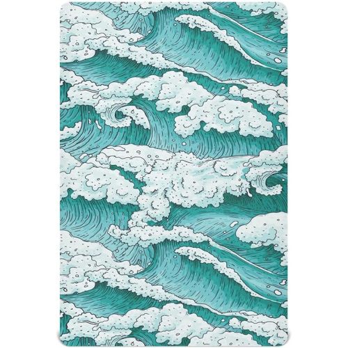 Ocean Water Waves Fitted Crib Sheet for Boys Girls Baby Crib Sheet Crib Mattress Sheet Bedsheet for Standard Mattress,52 X 28 in