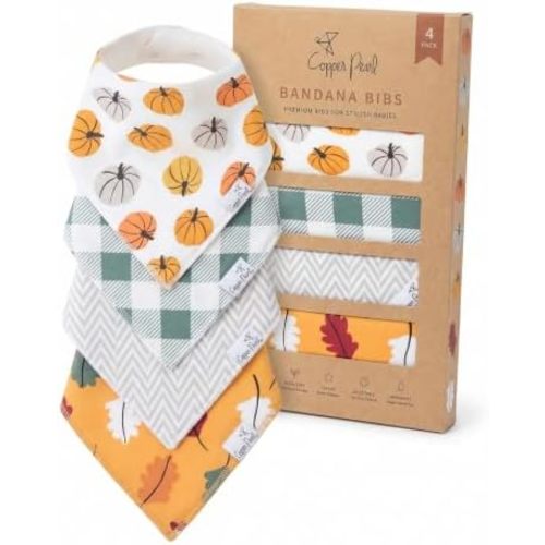 Copper Pearl Baby Bibs 4 Pack, Bandana Drool Bibs for Baby Girl & Boy, Soft Cotton Teething Bibs, Karver
