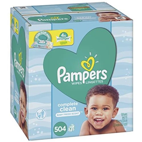 Pampers Baby Wipes Complete Clean Baby Fresh Scent 7X Pop-Top 504 Count
