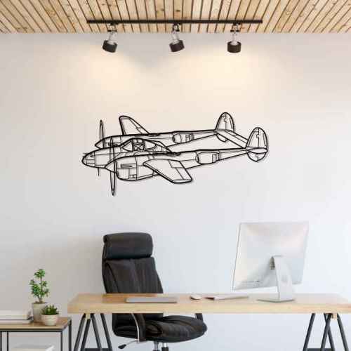 P-38 Lightning Angle Silhouette Metal Wall Art - M (39")
