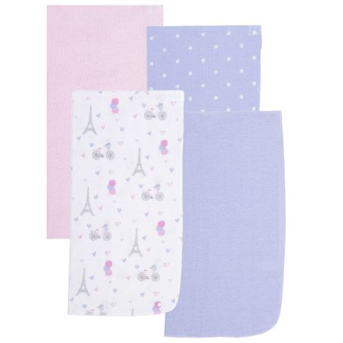 EVERYDAY KIDS 4-Pack Flannel Receiving Blankets – Soft Swaddle Set for Newborns with Paris Eiffel Tower and Polka Dot Designs