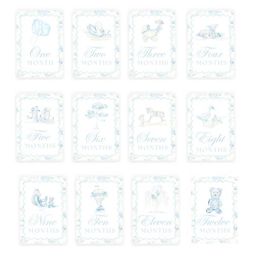 Grandmillennial Toile Milestone Cards | Boys