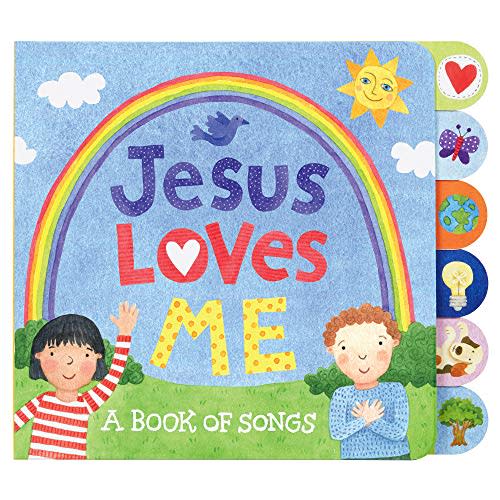 C.R. Gibson Tab-Side Jesus Loves Me Songs Board Book for Kids by Stephanie Peterson Jones