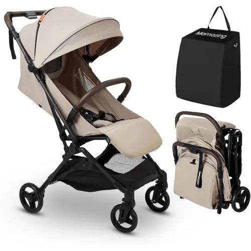 MAMAZING Lightweight Baby Travel Stroller with Carbon Fiber Frame, Compact & Airplane-Friendly, One-Handed Folding Design, 11.6 lbs, Perfect for Toddlers, Simply Taupe