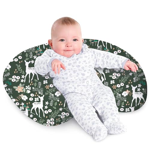 Little Grape Land Nursing Pillow for Infants, Breastfeeding Pillows, Baby Support Pillow for Nursing, Bottle Feeding, Tummy Time with Machine Washable Cover & Breathable Filling (Forest Deer)