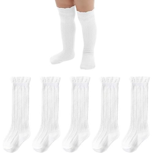 American Trends Baby Knee High Socks - Girls & Boys Newborn to Toddlers - Ruffled Tube Socks
