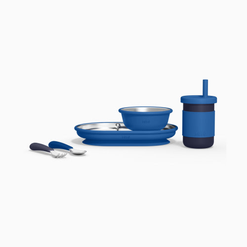 Lalo Stainless Mealtime Essentials - 5pc Set - Blue Raspberry