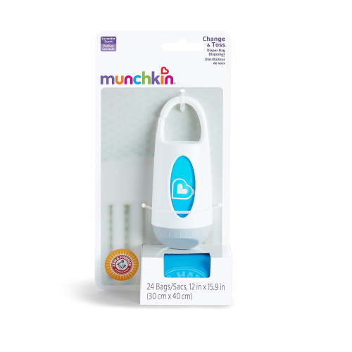 Munchkin Arm & Hammer Diaper Bag Dispenser with Bags, Lavender Scent, Colors May Vary
