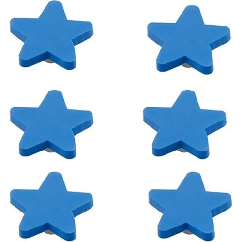 Skyscraper Cartoon Shape Soft Rubber Knobs for Kids Girls Boys Cabinet Handle pulls Drawer Knobs for Kids Room Cabinets Closets Toy Organizer Box Bookcase 6pcs/Set (Star, Blue)