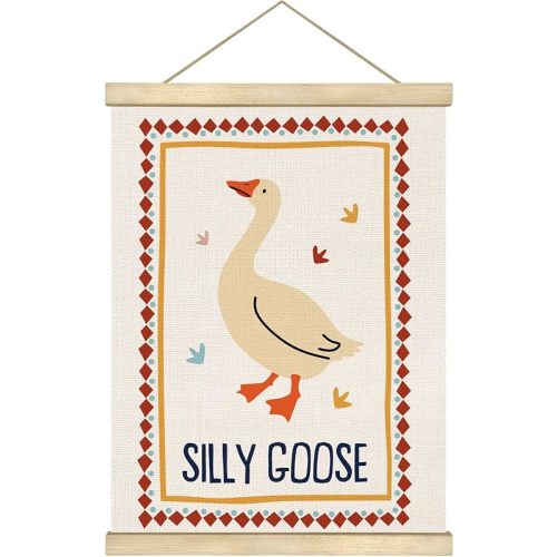 You found a duck Silly Goose Wall Art Poster,Boho Animal Canvas Posters,Whimsical Goose Nursery Decor for Playroom.Toddlers Kids Room Decor 14×18.5 Inch (LYK05)