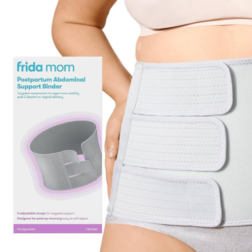 Frida Mom Belly Binder, Postpartum Essentials for Natural and C-Section Recovery, Adjustable Compression Wrap, After Birth Brace, Abdominal Band, 9" High