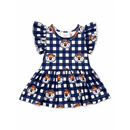 Auburn Plaid Aubie S/S Flutter Twirl Bodysuit
