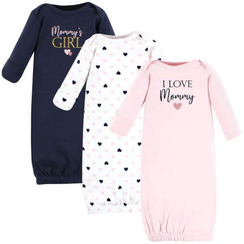 Hudson Baby Infant Girl Cotton Gowns, Girl Mommy Pink Navy, 0-6 Months