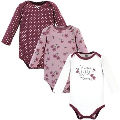 Hudson Baby baby-girls Cotton Long-sleeve Bodysuits 3-pack