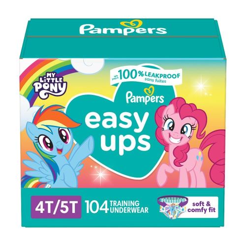 Pampers Training Pants - Easy Ups Girls & Boys - Size 4T-5T, 104 Count, My Little Pony Potty Underwear (Packaging May Vary)