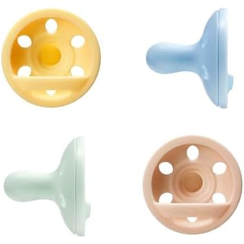 Tommee Tippee Breast-Like Pacifier, Lightweight, One-piece Silicone Design, Symmetrical Nipple, 0-6m, 4 Pack