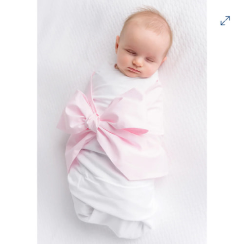 Bow Swaddle ® - Pink Savannah Seersucker