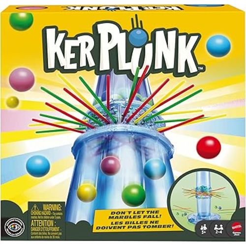 Mattel KerPlunk Kids Game, Easy-to-Learn Family Game for 2 to 4 Players, Don't Let The Marbles Fall