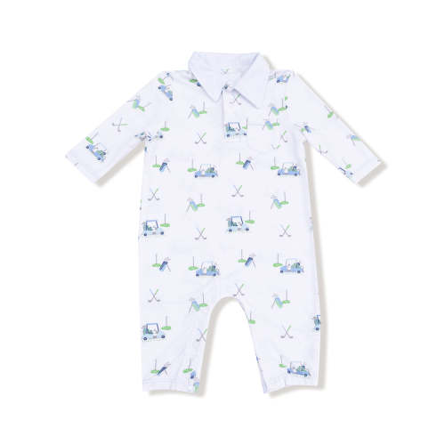 Polo Romper, Baby Golf Carts Blue