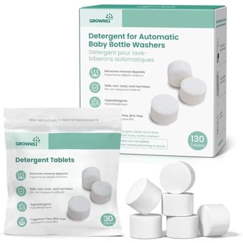 GROWNSY Detergent Tablets for Bottle Washer 130 Count, Safe & Deep Cleaning
