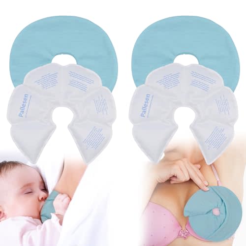 Breast Ice Packs, Reusable Soft Gel Hot & Cold Therapy Pads for Nursing Relief, with 2 Soft Covers, Nursing Ice Packs for Breast Relief, Hot Cold Breast Pads