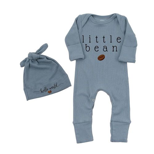 Little Bean Baby Bodysuit Hat - Newborn Fall One-Piece Romper Coming Home Outfit Infant Boy Girls Jumpsuit 0-3 Month