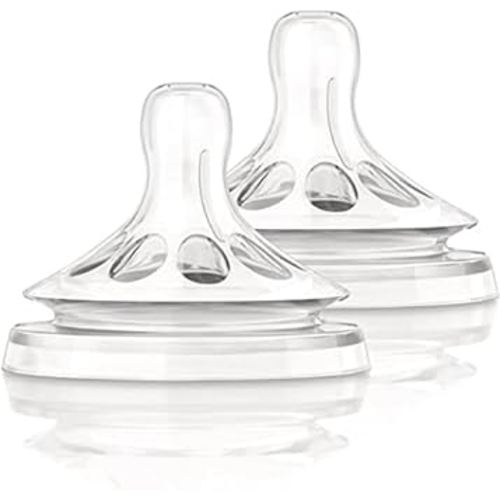 Philips AVENT Natural Baby Bottle Nipple, Fast Flow Nipple, 6M+, 2pk, Clear