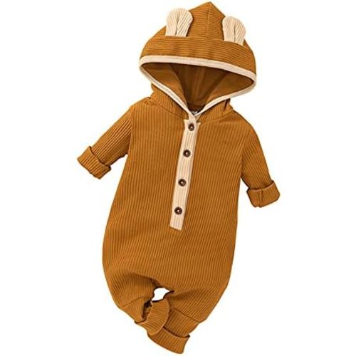 Thorn Tree Newborn Baby Girl Boy Hooded Romper Unisex Baby Knitted Jumpsuit Infant Kids Solid Outfits Baby Girl Boy Jumpsuit