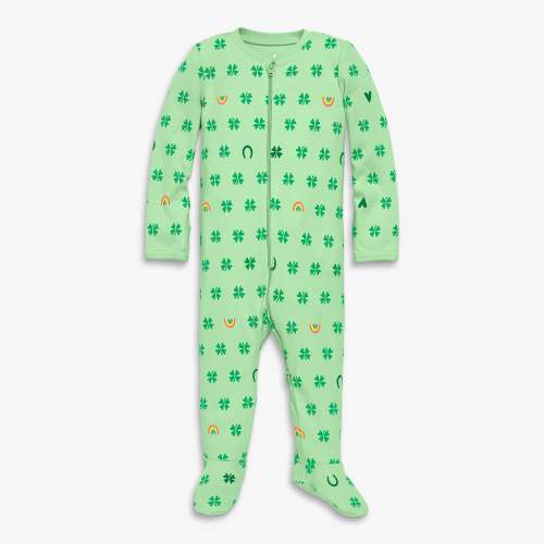 Baby organic zip footie in good luck charms | Primary.com